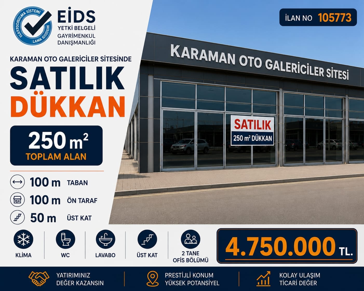 KARAMAN MERKEZ OTO GALERİCİLER SİTESİ SATILIK DÜKKAN 
