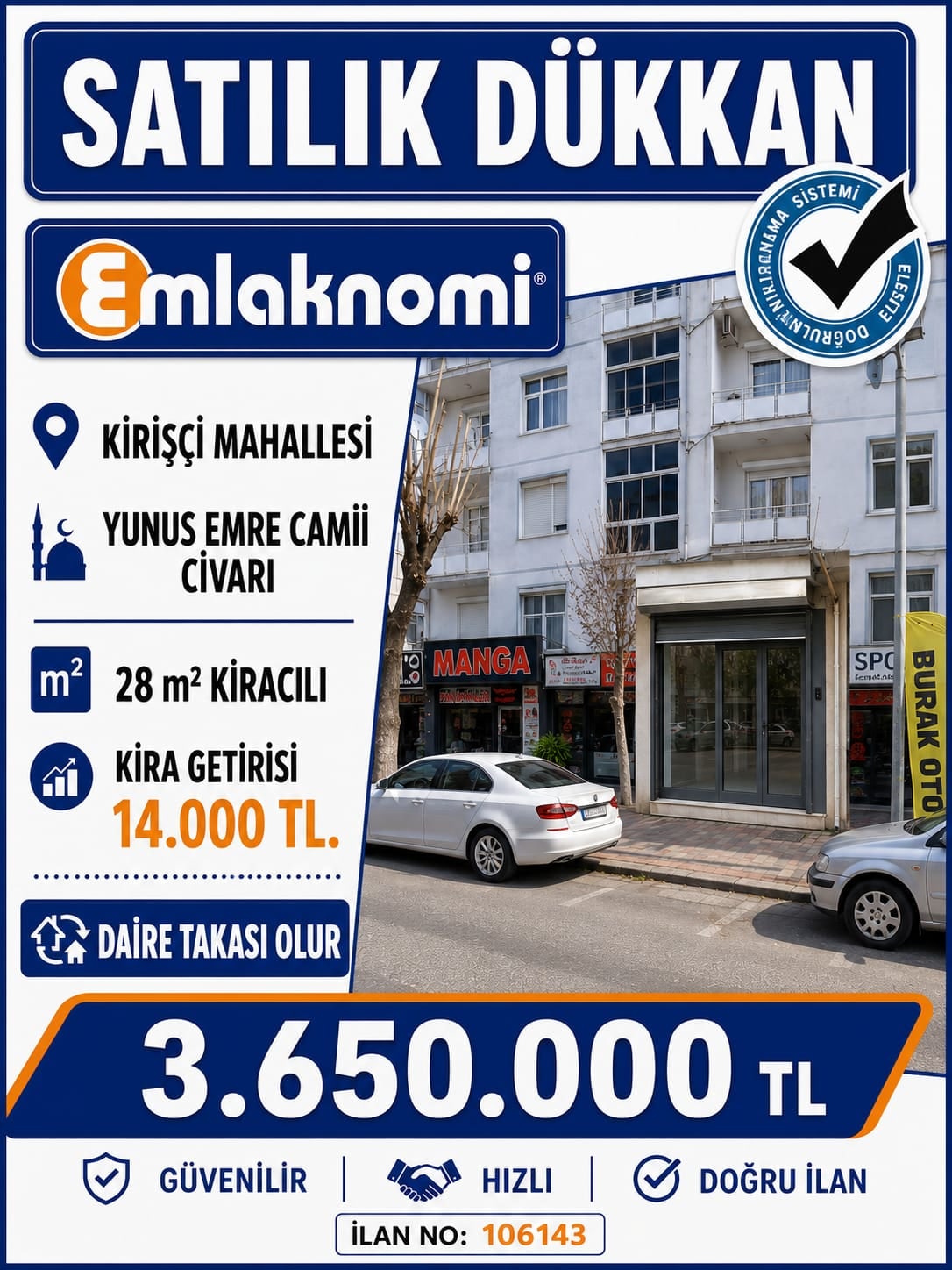 KARAMAN MERKEZ KİRİŞÇİ MAHALLESİ SATILIK DÜKKAN KİRACILI 28 METREKARE