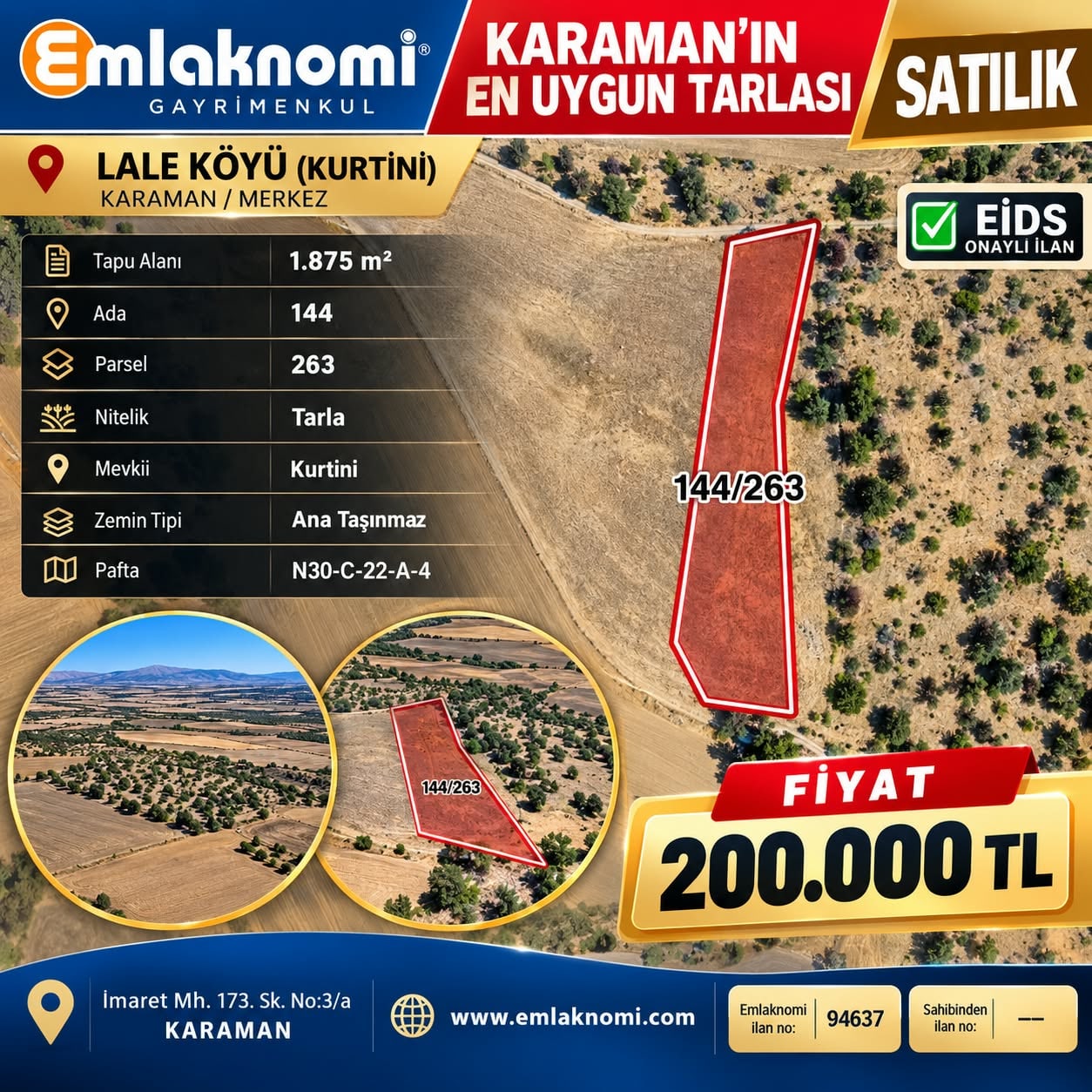Emlaknomi'den Lale Köyü (kurtini) Satılık Tarla