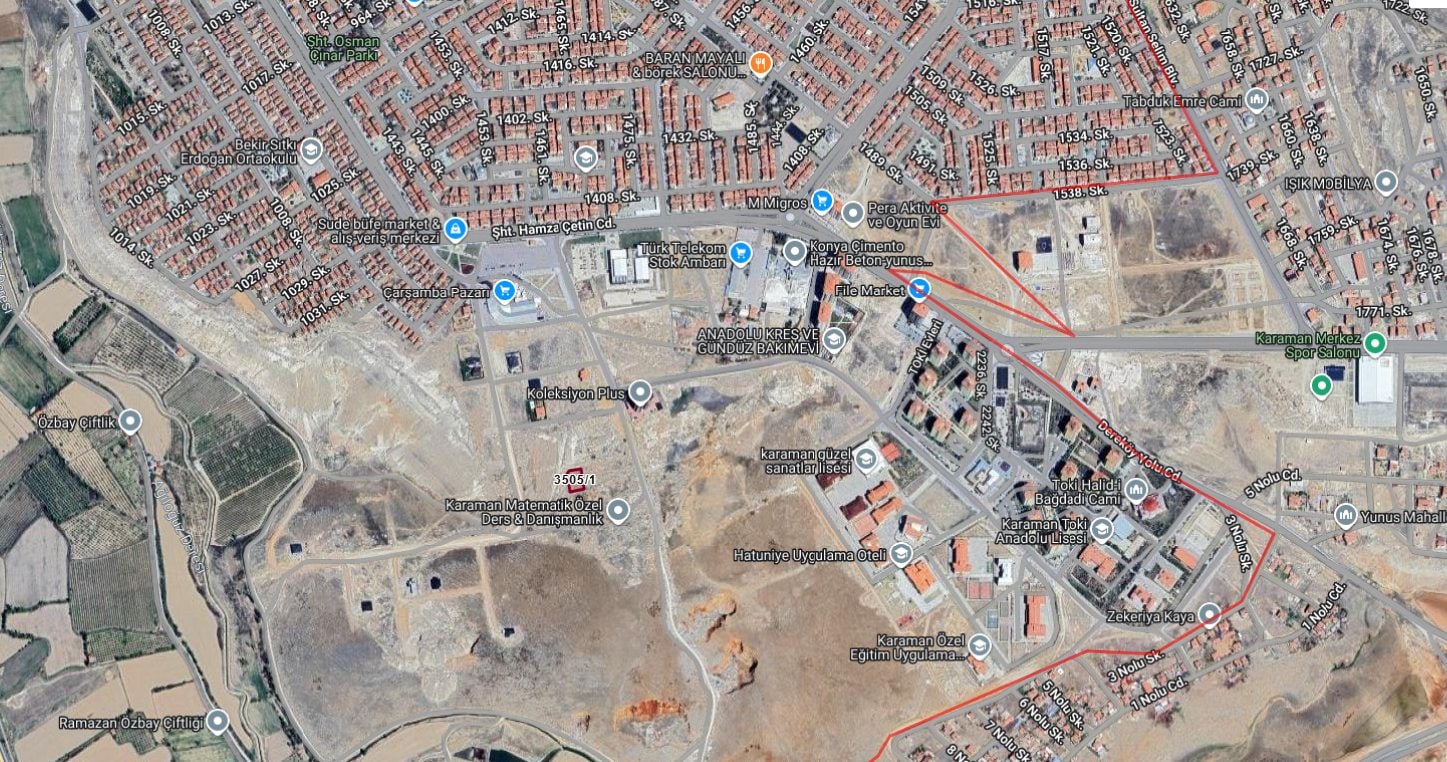 Yeşilada'da 1099m² Konut İmarlı 3 Cepheli VİLLA ARSASI